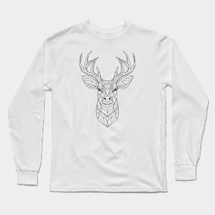 Deer Essence: Intricate Line Art Interpretation Long Sleeve T-Shirt